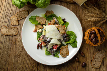 a delicious salad in a restaurant
