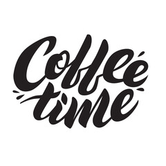 Calligraphy Lettering Coffee. Coffee logo brand marketing Concept. Vector Illustration. 