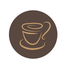 vector illustration of a cup of hot coffee with steam. coffee shop logo design.