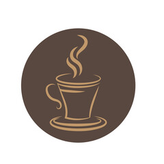 vector illustration of a cup of hot coffee with steam. coffee shop logo design.
