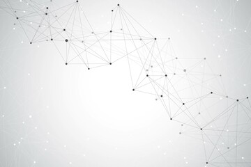 Geometric graphic background molecule and communication. Big data complex with compounds. Lines plexus, minimal array. Digital data visualization. Scientific cybernetic illustration.
