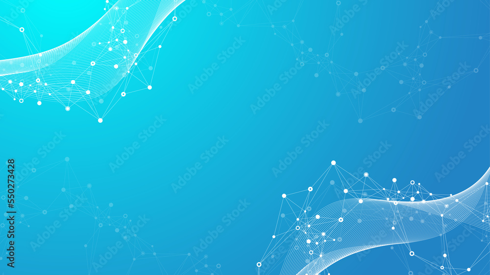 Aufkleber Geometric abstract background with connected lines and dots. Connectivity flow point. Molecule and communication background. Graphic connection illustration background for your design.