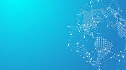 Global communication network concept illustration. Social network communication in the global business. Big data visualization. Internet technology