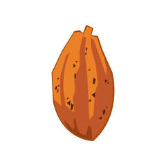 Fresh cacoa bean for chocolate cartoon illustration. Ingredients of sweet chocolate dessert isolated on white background. Restaurant, nutrition concept.