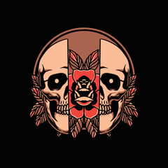 rose inside tattoo vector design