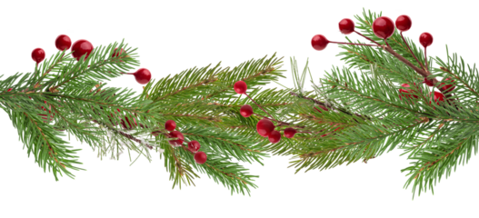 set of decorative borders with Fir branch, with branches of red berries and snow. christmas tree.Christmas green spruce branch isolated on transparent background png