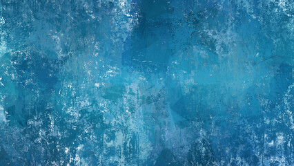 青、水色のラフなペイント、抽象画、壁