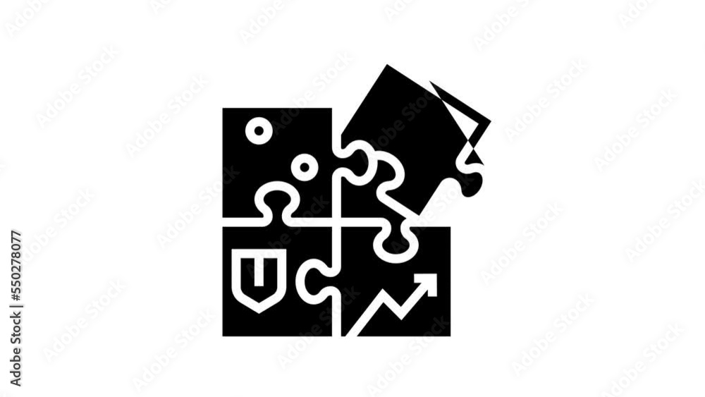 Poster puzzle for create business line icon animation
