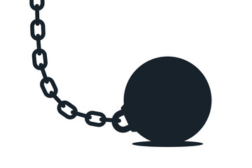 Ball and chain vector concept isolated on white