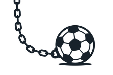 Soccer ball and chain vector concept on white