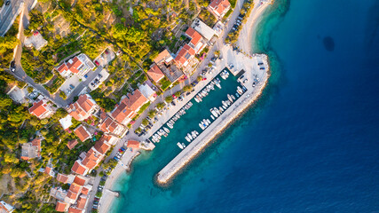 Beautiful beach near Podgora town, Dalmatia, Croatia. Makarska riviera, 