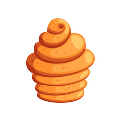 Cream roll cartoon illustration. Cream roll. Bakery, menu, food concept
