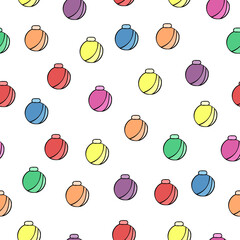 Vector seamless pattern with hand drawn decoration balls. Cute design for Christmas wrappings, textile, wallpaper and backgrounds.