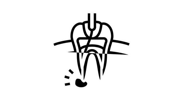 root canal treatment line icon animation