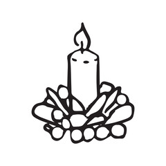 Illustration of a Christmas candle on isolated white background