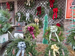 Christmas wreaths decked out.