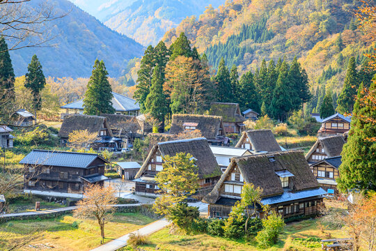 秋の五箇山　相倉合掌造り集落　富山県南砺市　Gokayama in autumn. Ainokura Gassho-zukuri Village. Toyama Prefecture, Nanto City