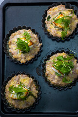 chicken minced meat baked with goat cheese