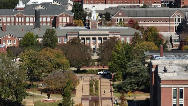 College campus academic buildings and dormitories. Aerial shot of Auburn University.