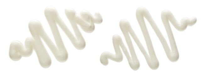 sour cream isolated on white background. Top view. Flat lay