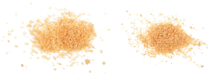 brown sugar isolated on white background. Top view. Flat lay