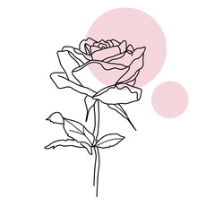 Botanical flower wall art. rose line illustration. Flower vector icon. Floral print.