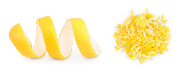 Lemon peel isolated on white background. Healthy food