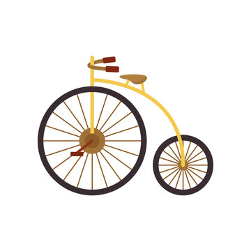 Velocipede bike cartoon illustration. Retro bike. Transportation concept