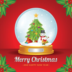 Christmas Globe. Merry Christmas Greetings Card, social media post, Christmas Poster