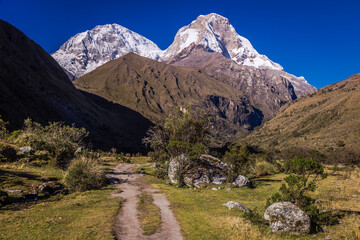 Fototapeta premium Country Road, mountain pass in Huascaran, Cordillera Blanca, Ancash, Peru