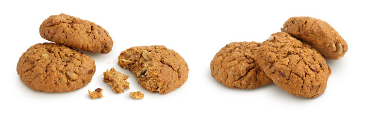 oatmeal cookies with flax, pumpkin and sunflower seeds with full depth of field