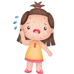 An image of a kid with a pox in watercolour