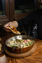 a delicious seafood dish in a restaurant
