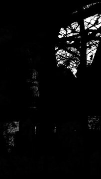vertical video - horror animation of  Mysterious Medieval Castle in black style