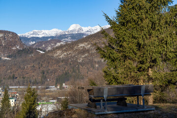 Winter landscape with Triglav peak, Triglavski national park, Slovenia