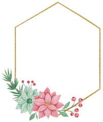 Floral frame hand drawn watercolor clipart