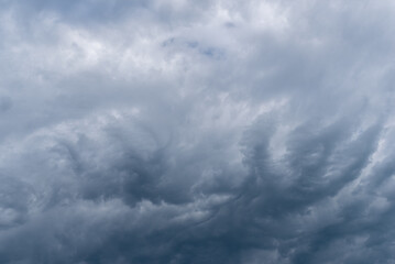 Gray storm clouds before the rain starts in Minnesota in the summer.
