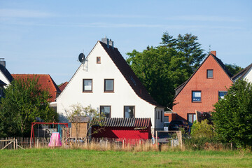 Wohnhäuser, Einfamilienhäuser, Wohngebäude,  Weide, Osterholz-Scharmbeck, Niedersachsen,...
