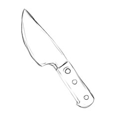 Kitchen knife with wooden handle pencil sketch illustration