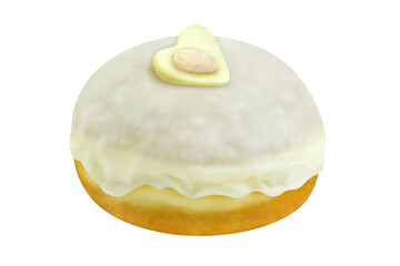 1 Berliner Pfannkuchen Krapfen mit Marzipan und Zuckerguss   Hintergrund transparent