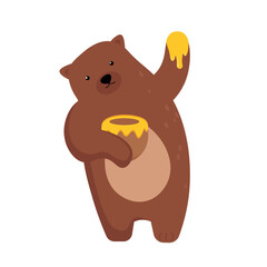 The bear took the honey out of the cask with its paw