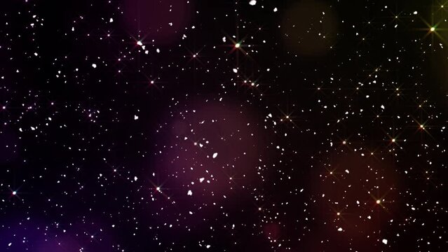 starglow particles falling snow bokeh background loop, Christmas glitter light effects - alpha matte 4K ProRes CG motion graphics 光粒子雪が降るボケエフェクトループ 合成用素材