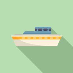 Search rescue boat icon flat vector. Sea flood. Coast guard