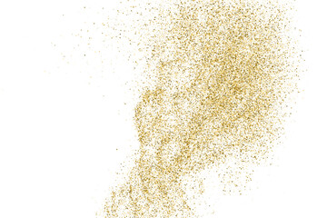 Gold Glitter Texture Isolated On White. Goldish Color Sequins. Golden Explosion Of Confetti. Design Element. Celebratory Background. Vector Illustration, Eps 10.