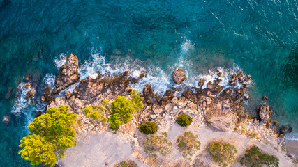 Attractive morning seascape of Adriatic sea. Marvelous summer view of small beach in famous resort - Brela, Croatia, Europe. Beautiful world of Mediterranean countries.