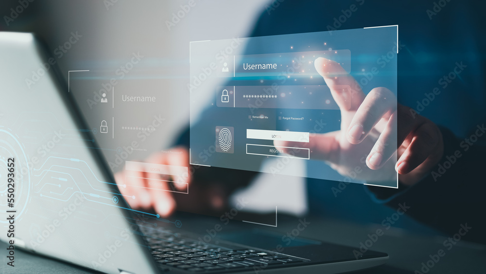 Aufkleber password to access personal user data, login and password, cyber security concept, data protection a
