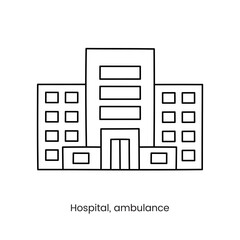 Ambulance building or hospital line icon in vector. Medical facility illustration.