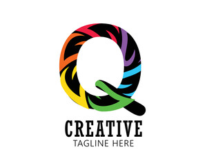 Minimalist and simple Modern Q  icon, logo template gradient color concept logo for company and personal use .vector file eps 10