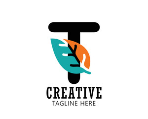 Minimalist and simple Modern t  icon, logo template gradient color concept logo for company and personal use .vector file eps 10