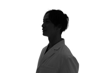 白衣の男性の横顔　シルエット